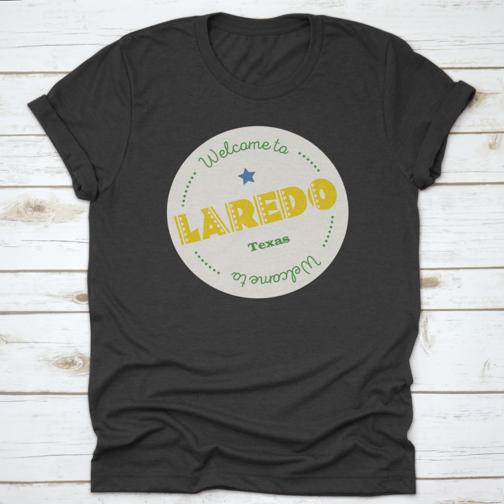 Welcome To Laredo, Texas tourism badge sticker showcasing vibrant colors and design, perfect for souvenirs.