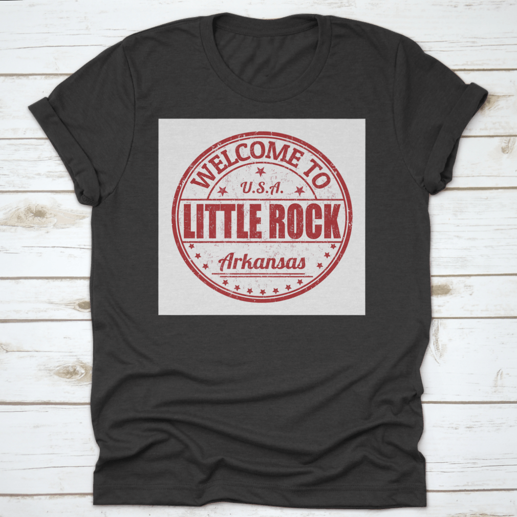 Welcome To Little Rock Grunge Rubber Stamp on a white background, showcasing its unique design and quality material.