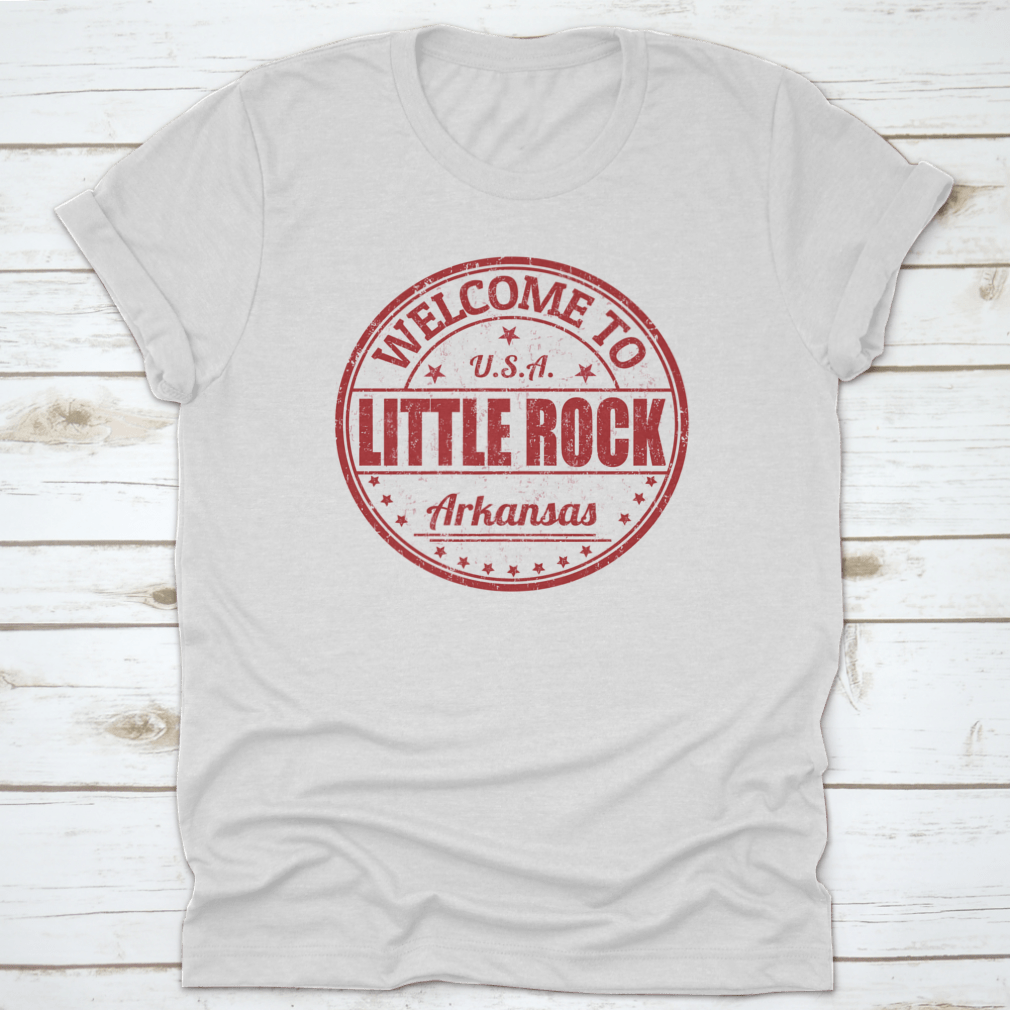 Welcome To Little Rock Grunge Rubber Stamp on a white background, showcasing its unique design and quality material.