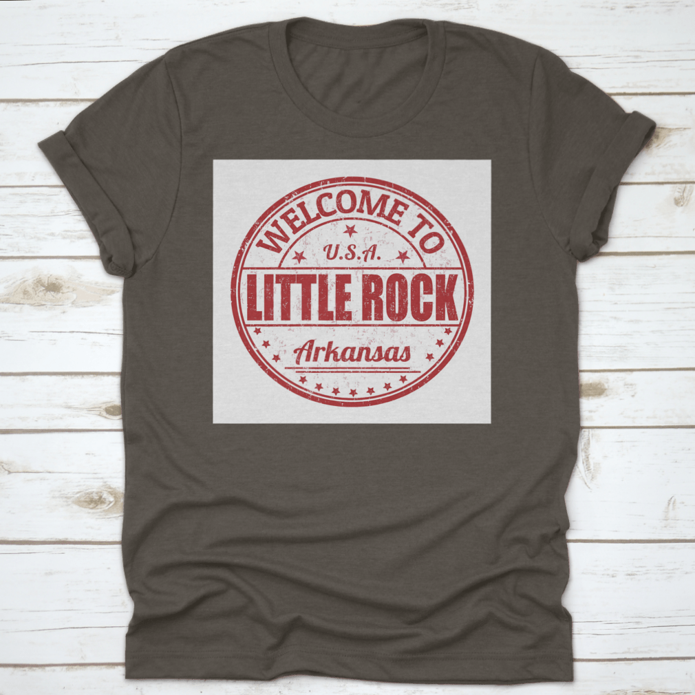 Welcome To Little Rock Grunge Rubber Stamp on a white background, showcasing its unique design and quality material.