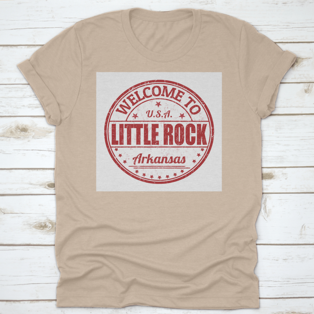 Welcome To Little Rock Grunge Rubber Stamp on a white background, showcasing its unique design and quality material.