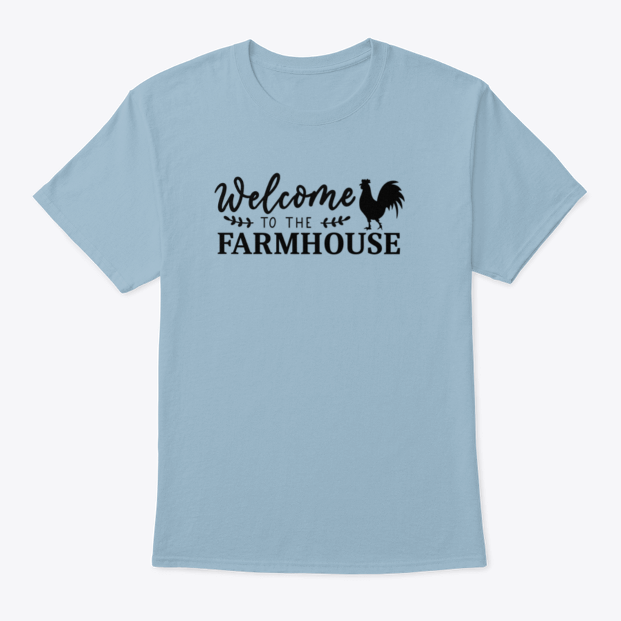 A stylish Farmhouse Design T-shirt displayed on a white background, showcasing its classic fit and soft cotton fabric.