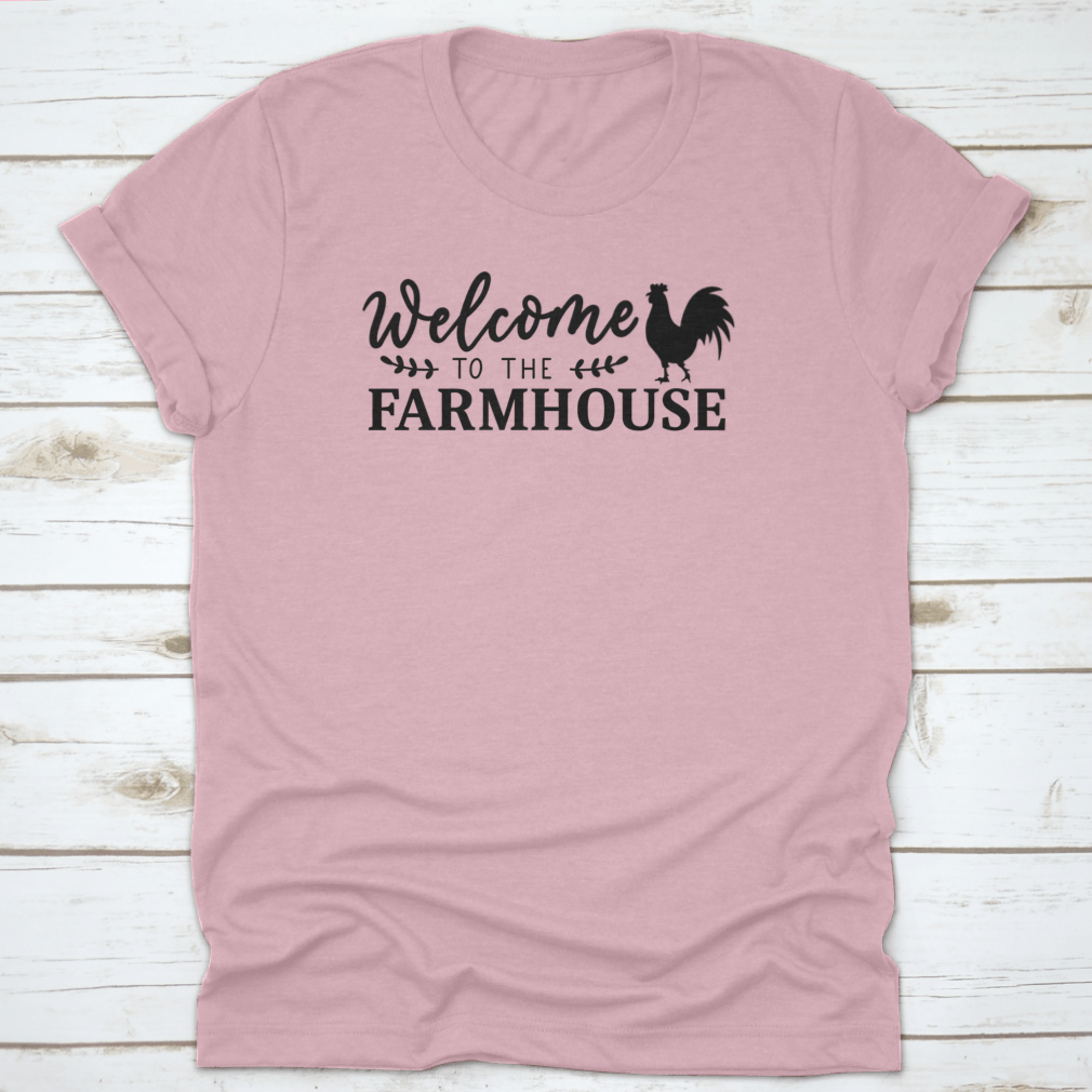A stylish Farmhouse Design T-shirt displayed on a white background, showcasing its classic fit and soft cotton fabric.