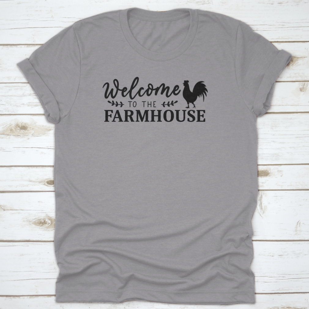 A stylish Farmhouse Design T-shirt displayed on a white background, showcasing its classic fit and soft cotton fabric.