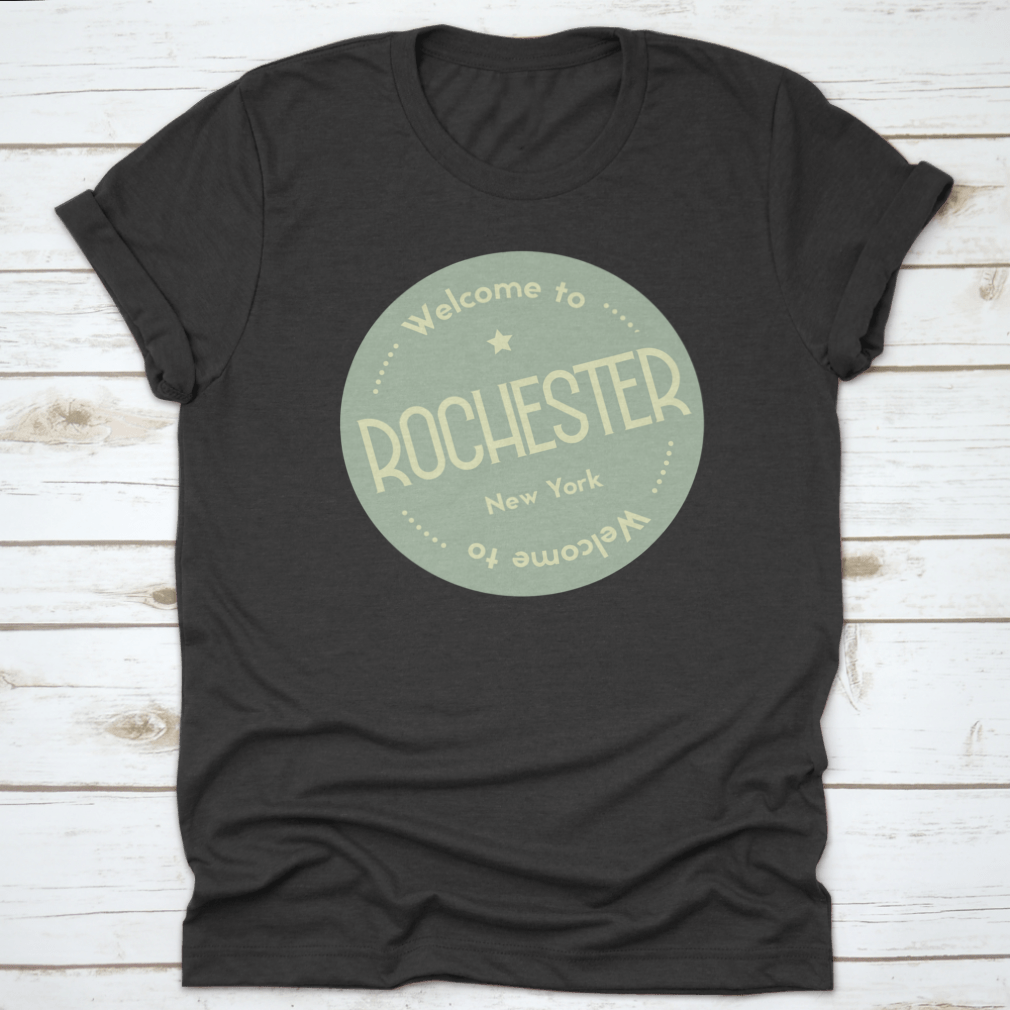A round badge vector illustration featuring the text 'Welcome To Rochester, New York' with vibrant colors and a tourism theme.