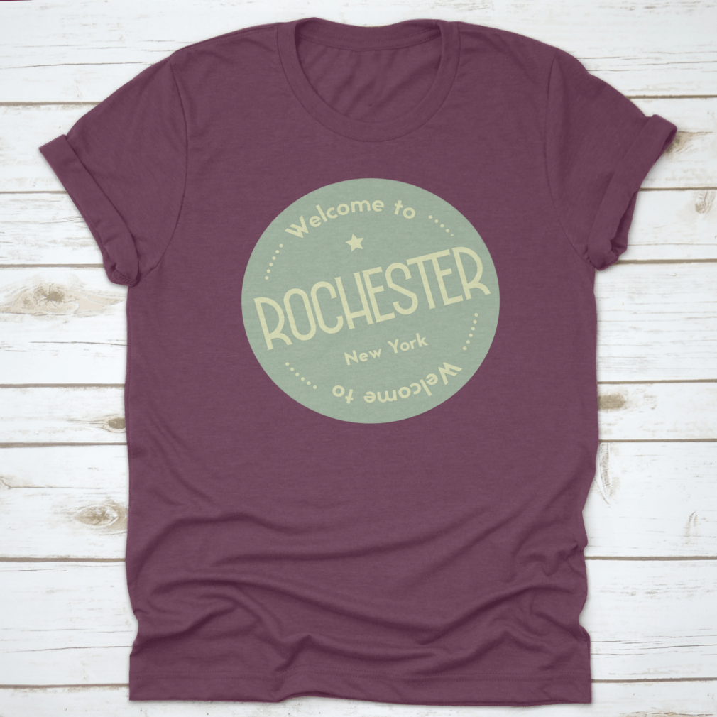 A round badge vector illustration featuring the text 'Welcome To Rochester, New York' with vibrant colors and a tourism theme.