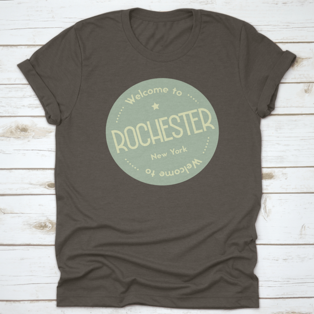 A round badge vector illustration featuring the text 'Welcome To Rochester, New York' with vibrant colors and a tourism theme.