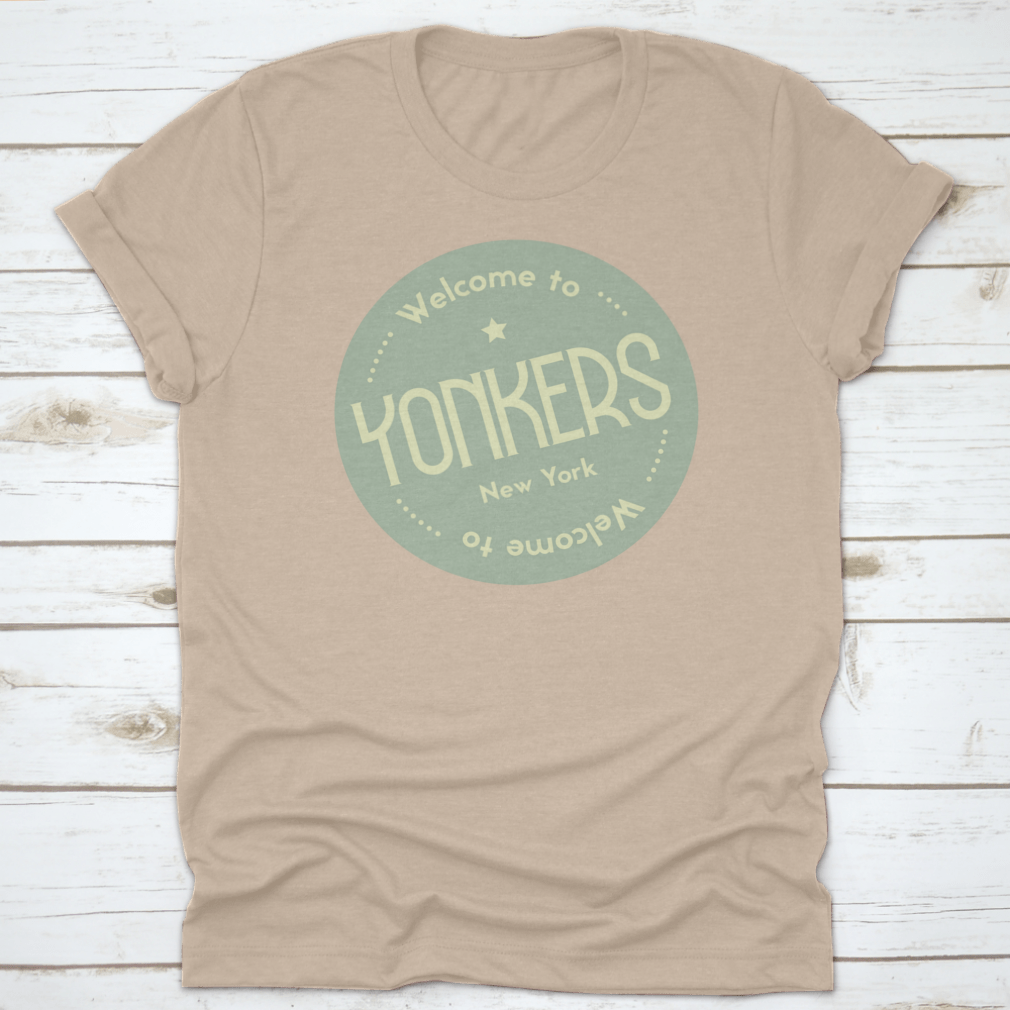 Welcome To Yonkers New York tourism badge sticker, featuring a classic design and high-quality cotton material.