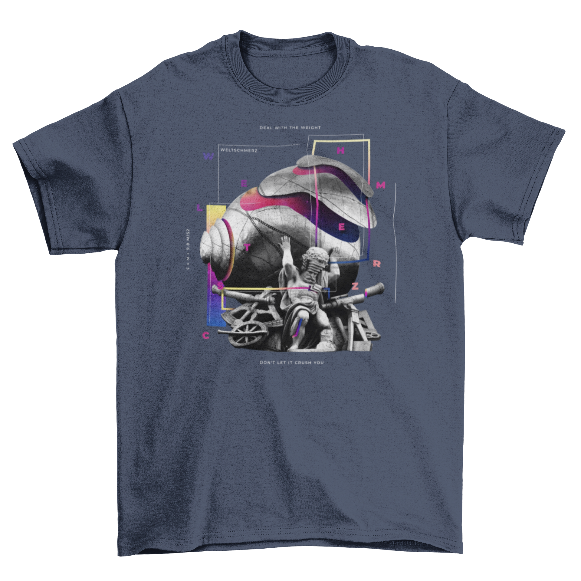 Weltschmerz Statue t-shirt featuring a detailed photographic art style design of a statue, showcasing intricate details and vibrant colors.