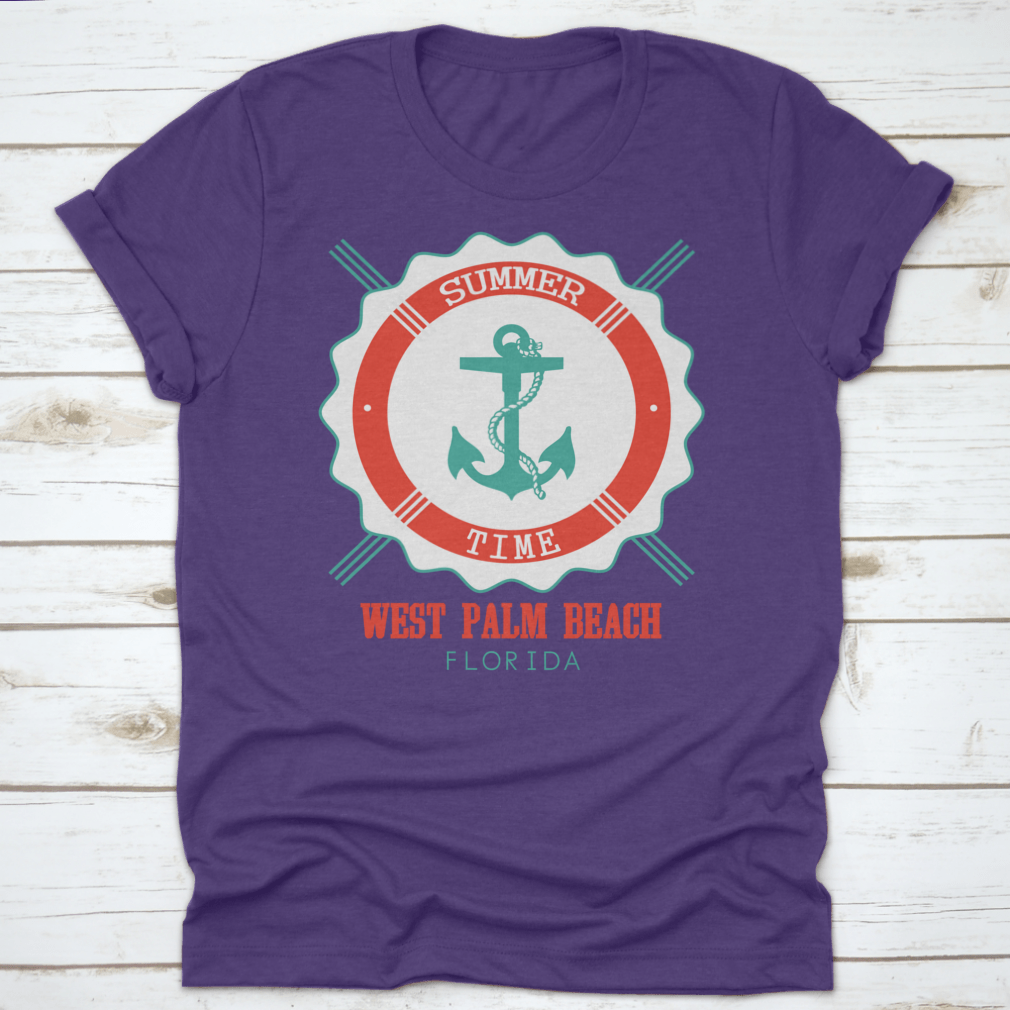 West Palm Beach Anchor Seal T-Shirt featuring a classic fit and made from 100% cotton, perfect for summer wear.