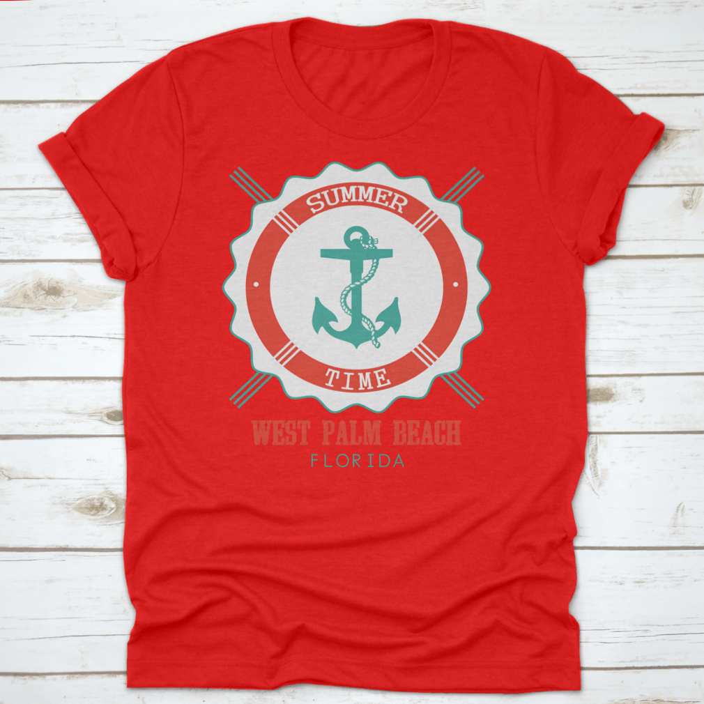 West Palm Beach Anchor Seal T-Shirt featuring a classic fit and made from 100% cotton, perfect for summer wear.