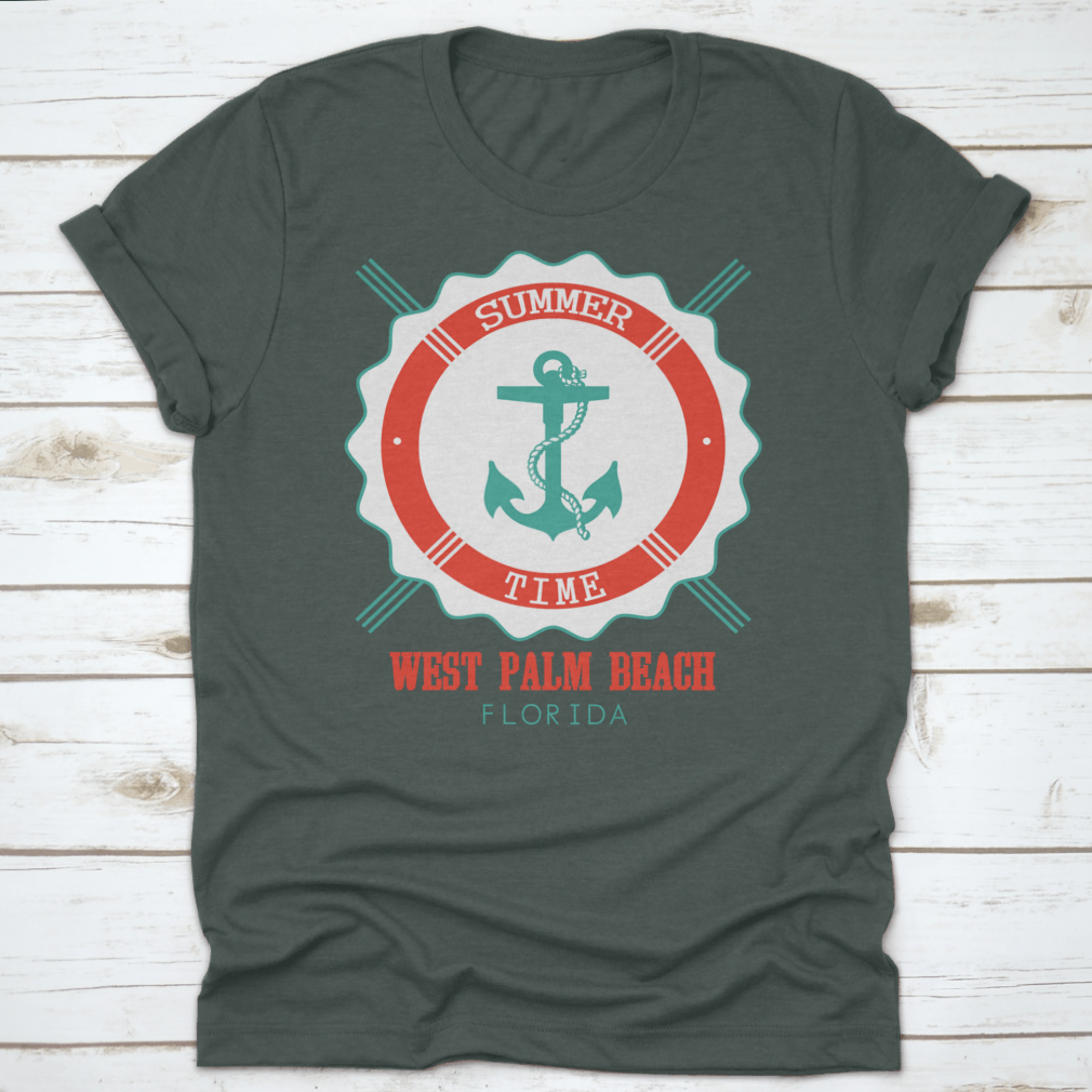 West Palm Beach Anchor Seal T-Shirt featuring a classic fit and made from 100% cotton, perfect for summer wear.