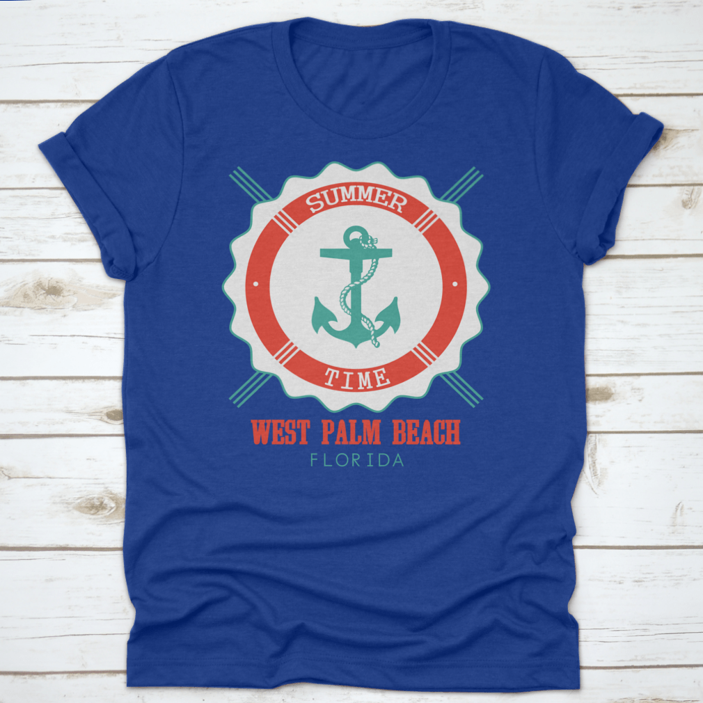 West Palm Beach Anchor Seal T-Shirt featuring a classic fit and made from 100% cotton, perfect for summer wear.