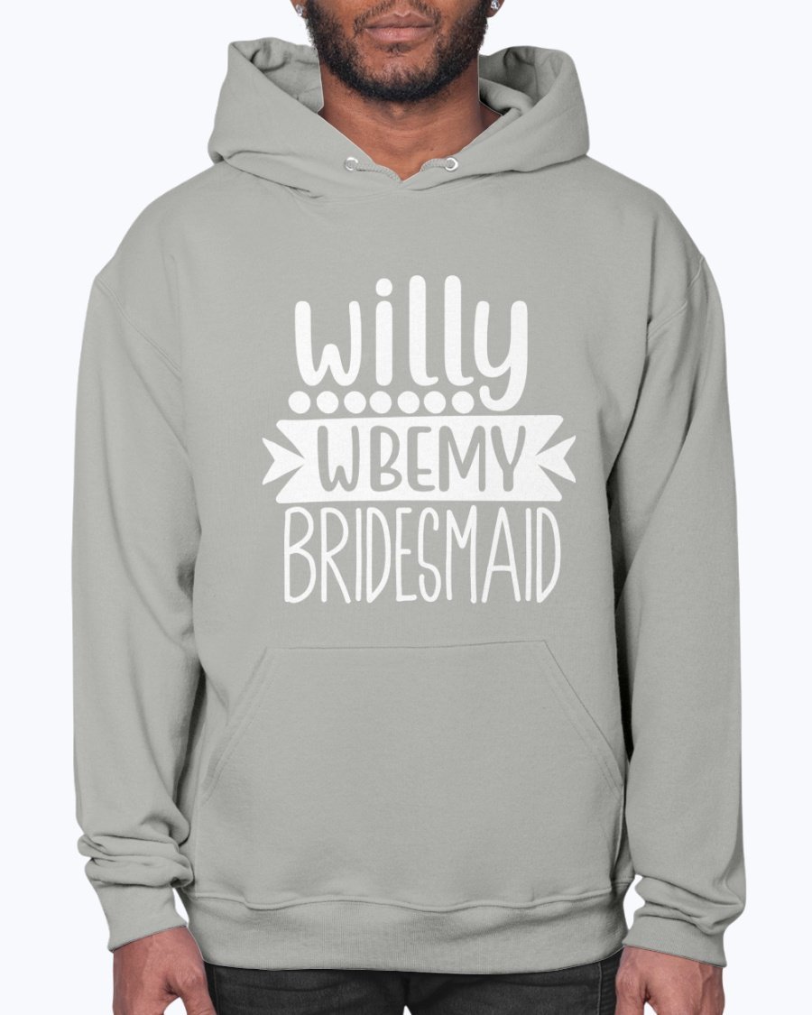 A cozy willy wbemy Bridesmaid Hoodie in soft fleece, featuring a front pouch pocket and stylish design, perfect for bridal parties.