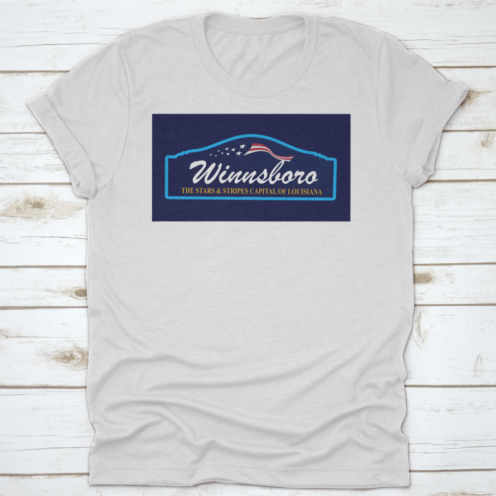 Winnsboro The Stars And Stripes Capital Of Louisiana Artistic Banner made from 100% cotton, featuring a classic fit and vibrant design.