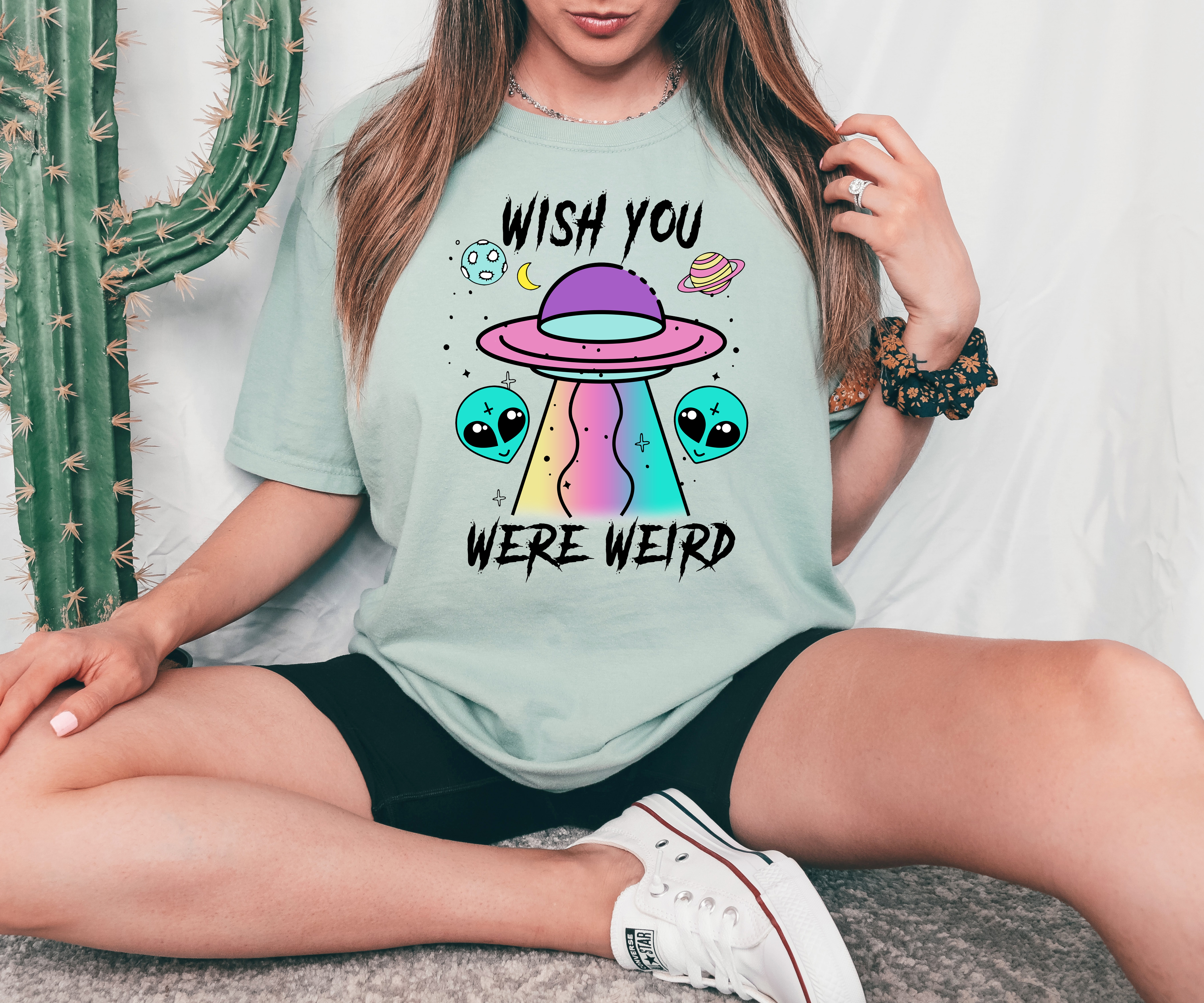 Wish You Were Weird T-shirt made of premium ring spun cotton with a striking design and comfortable fit.