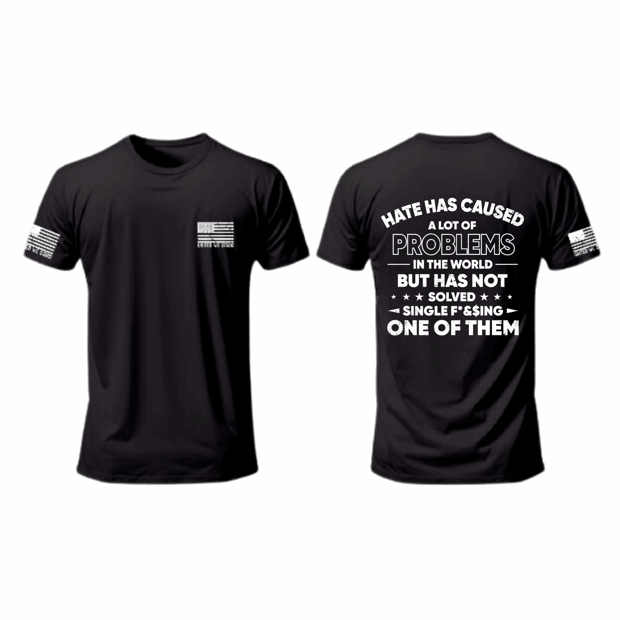 Women Cotton T-Shirt featuring a powerful anti-hate slogan, made from 100% US cotton with a classic fit and crew neckline.