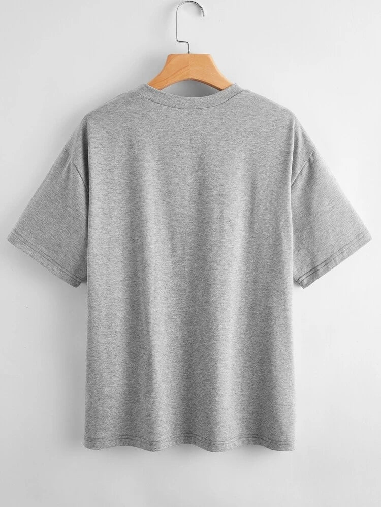 Womens Premium Cotton Printed T-Shirt in Grey, featuring a stylish print and soft fabric, perfect for casual wear.
