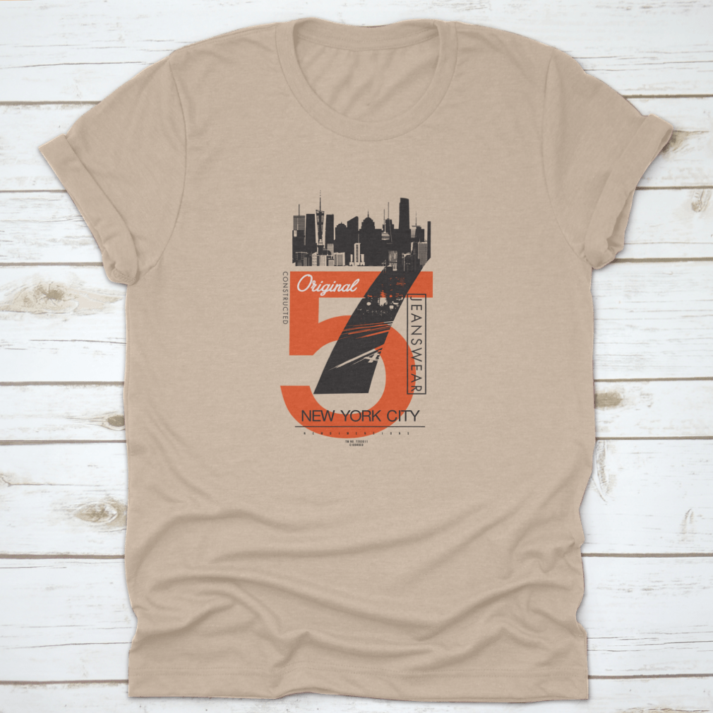 Wording 75 T-shirt featuring a vibrant city print design, made from 100% cotton, showcasing a modern urban style.