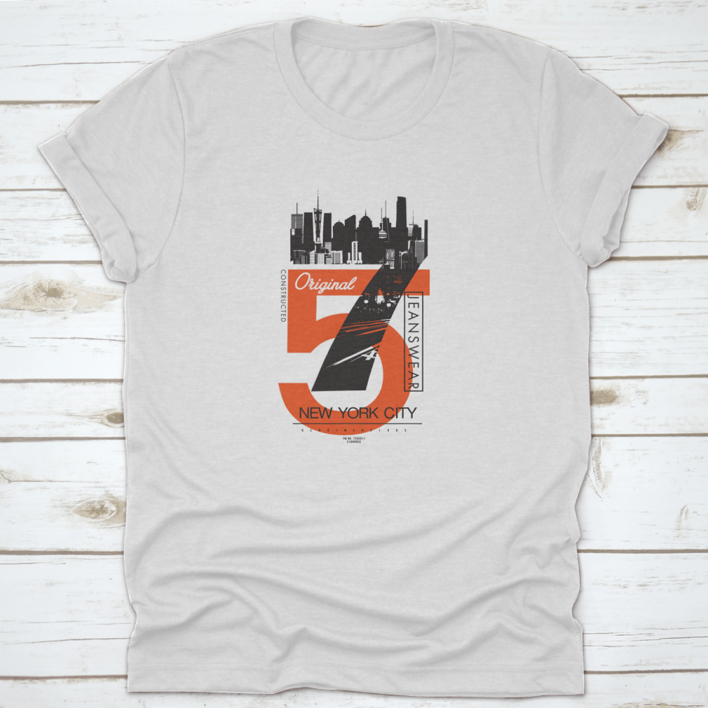 Wording 75 T-shirt featuring a vibrant city print design, made from 100% cotton, showcasing a modern urban style.