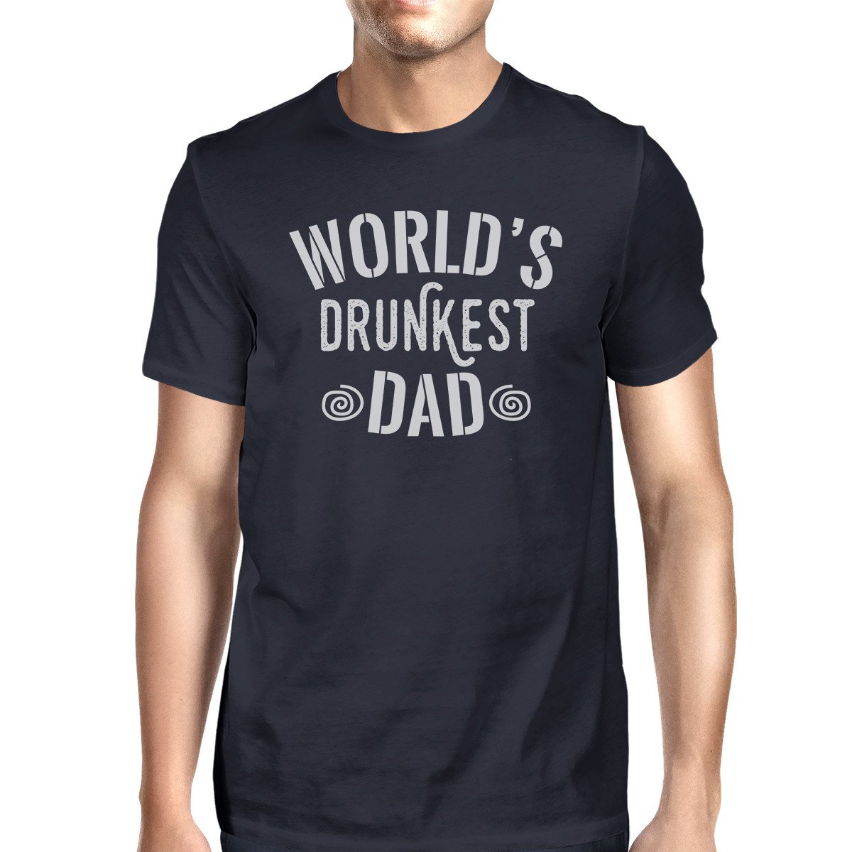 Men's navy round neck t-shirt featuring a humorous graphic design for dads, made from 100% ring spun cotton.