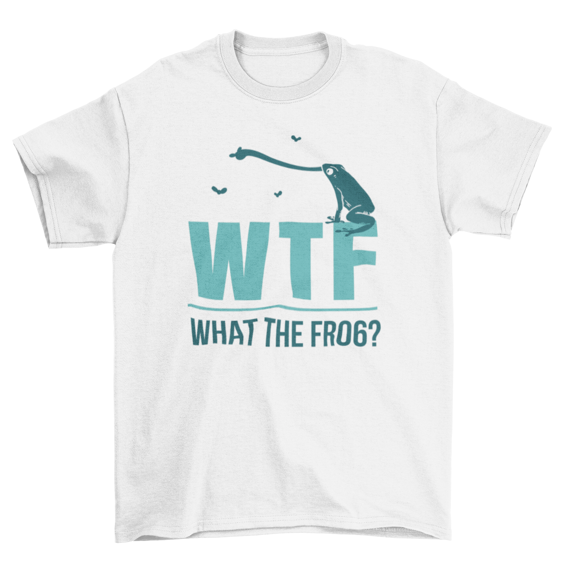 WTF What the Frog t-shirt featuring a duotone frog design and humorous quote.