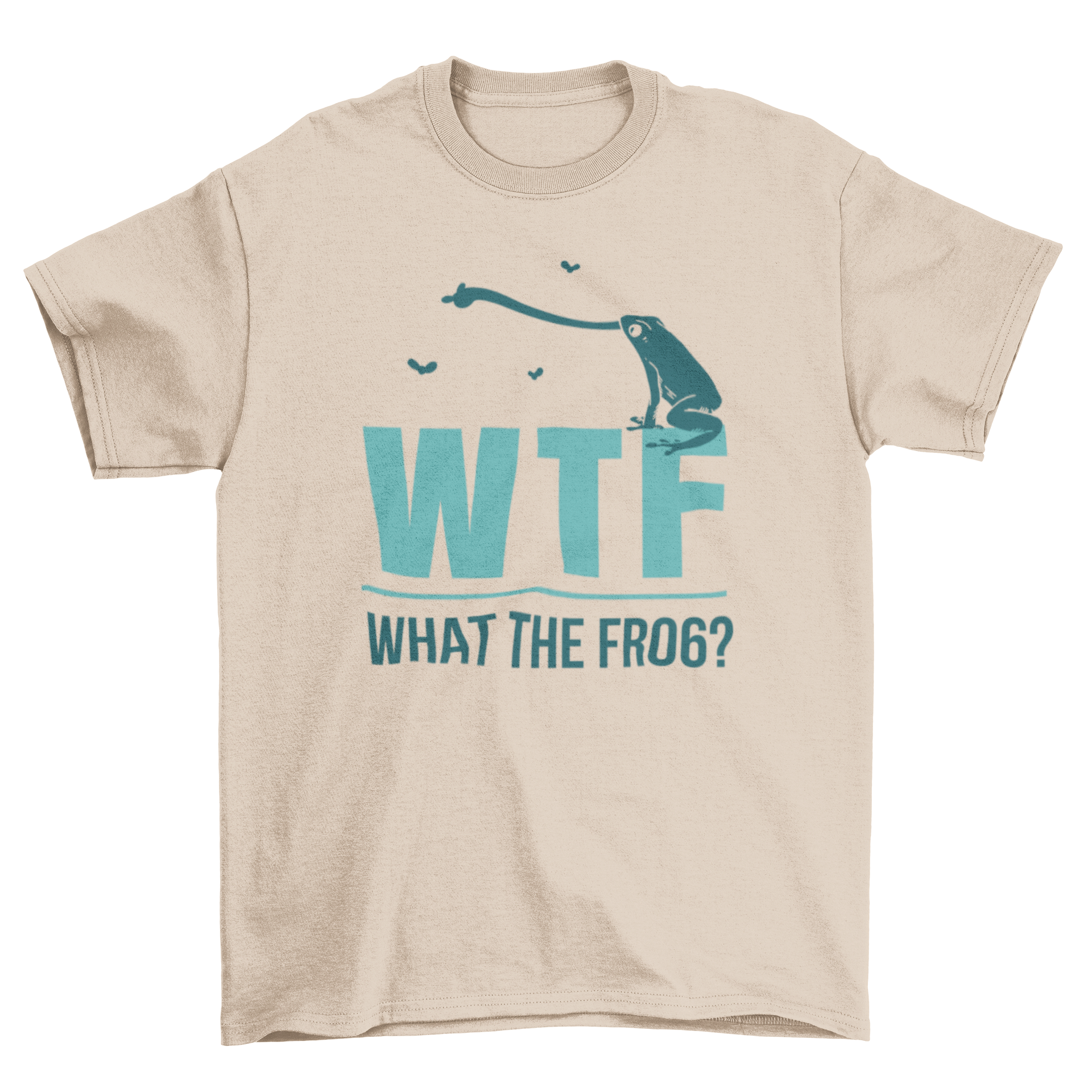 WTF What the Frog t-shirt featuring a duotone frog design and humorous quote.