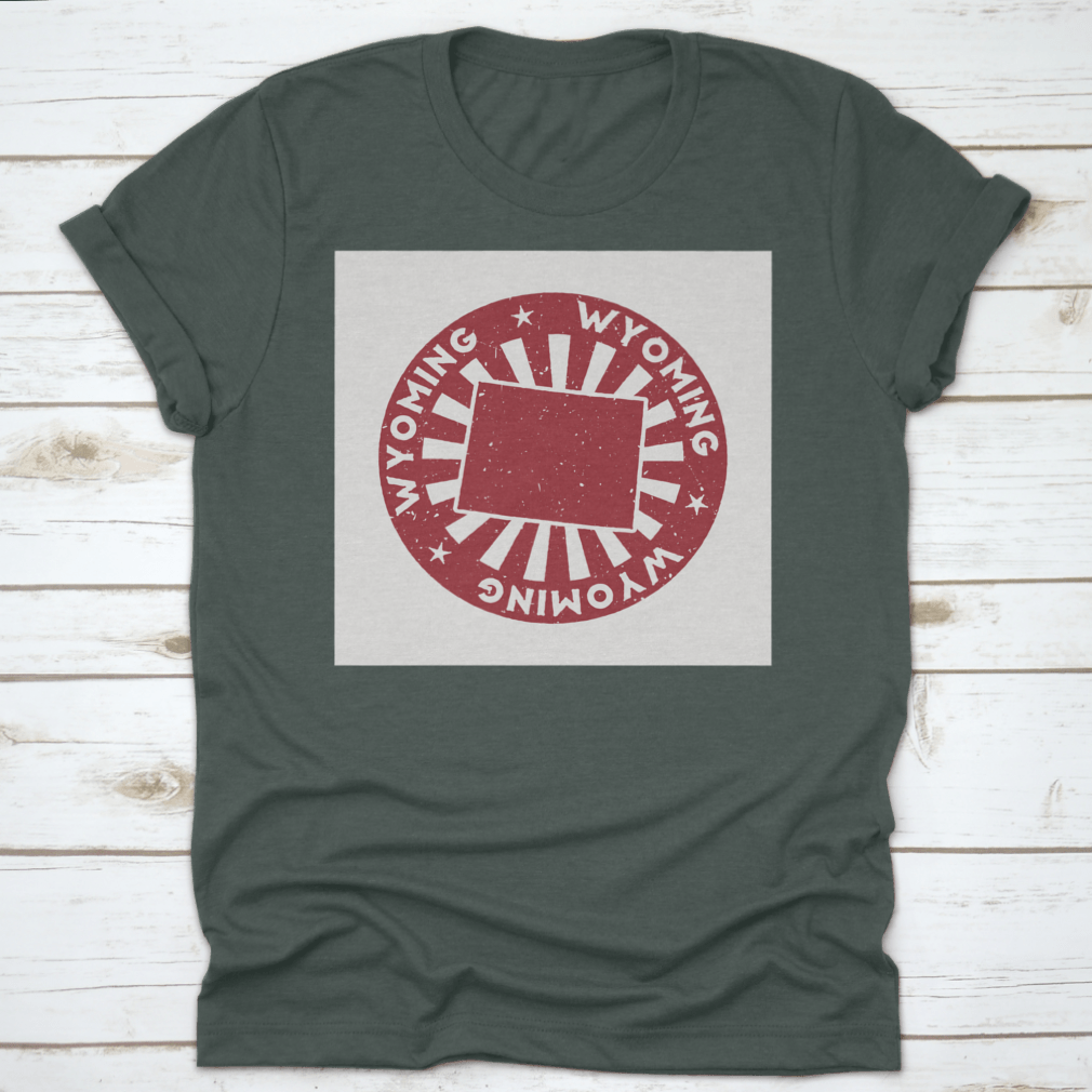 Wyoming Stamp Travel Red Rubber Stamp featuring a detailed map of Wyoming, perfect for travel enthusiasts and scrapbooking.