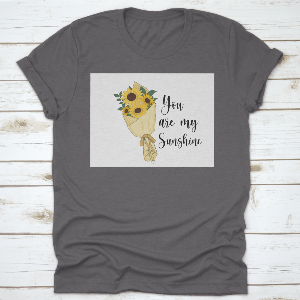 You Are Sunshine T-shirt featuring a vibrant sunflower watercolor design, made from soft cotton fabric.