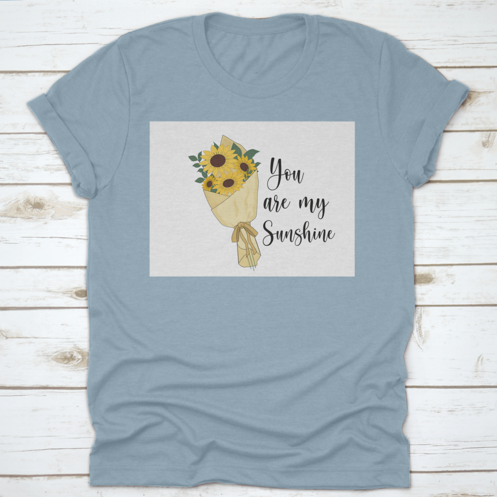 You Are Sunshine T-shirt featuring a vibrant sunflower watercolor design, made from soft cotton fabric.
