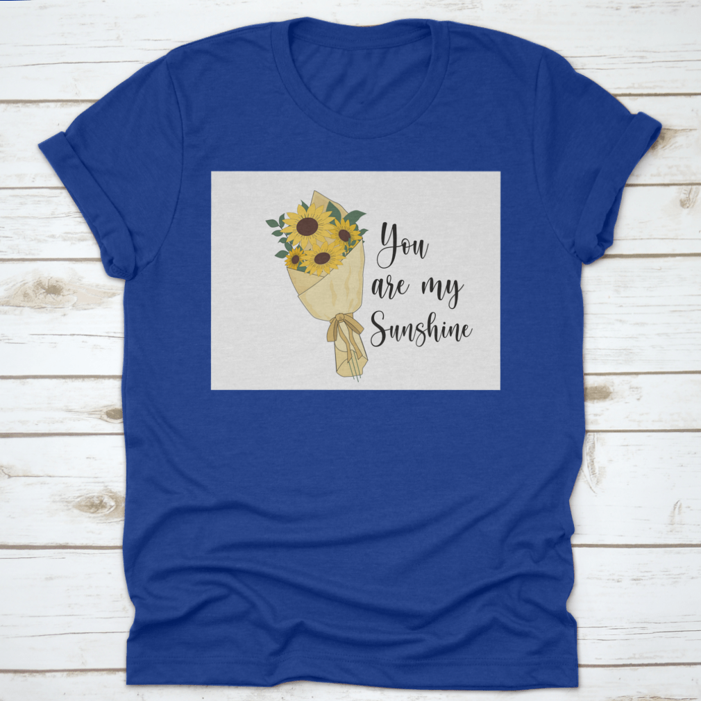 You Are Sunshine T-shirt featuring a vibrant sunflower watercolor design, made from soft cotton fabric.