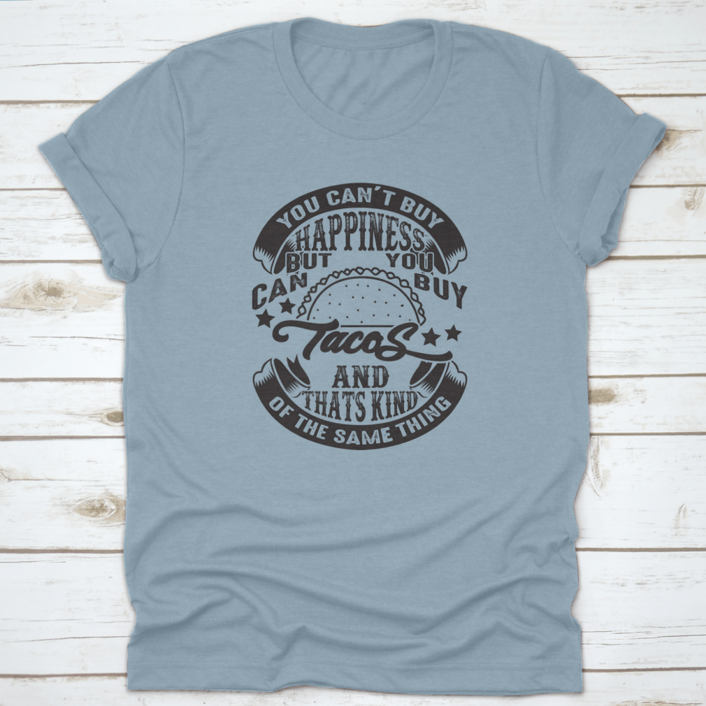 A comfortable 'You Can't Buy Happiness' T-Shirt displayed on a mannequin, showcasing its classic fit and soft fabric.