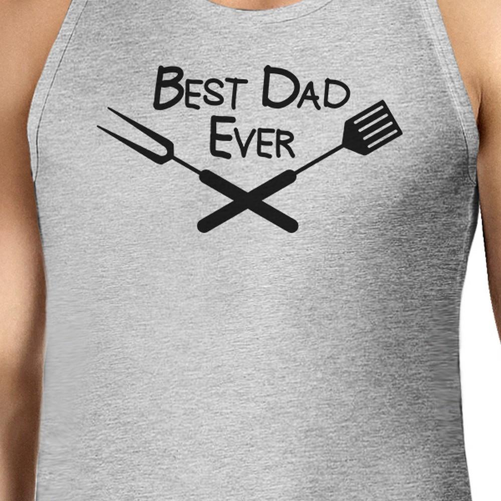 Men's grey graphic tank top featuring a funny BBQ Dad design, made from 100% ring spun cotton, perfect for Father's Day gifts.