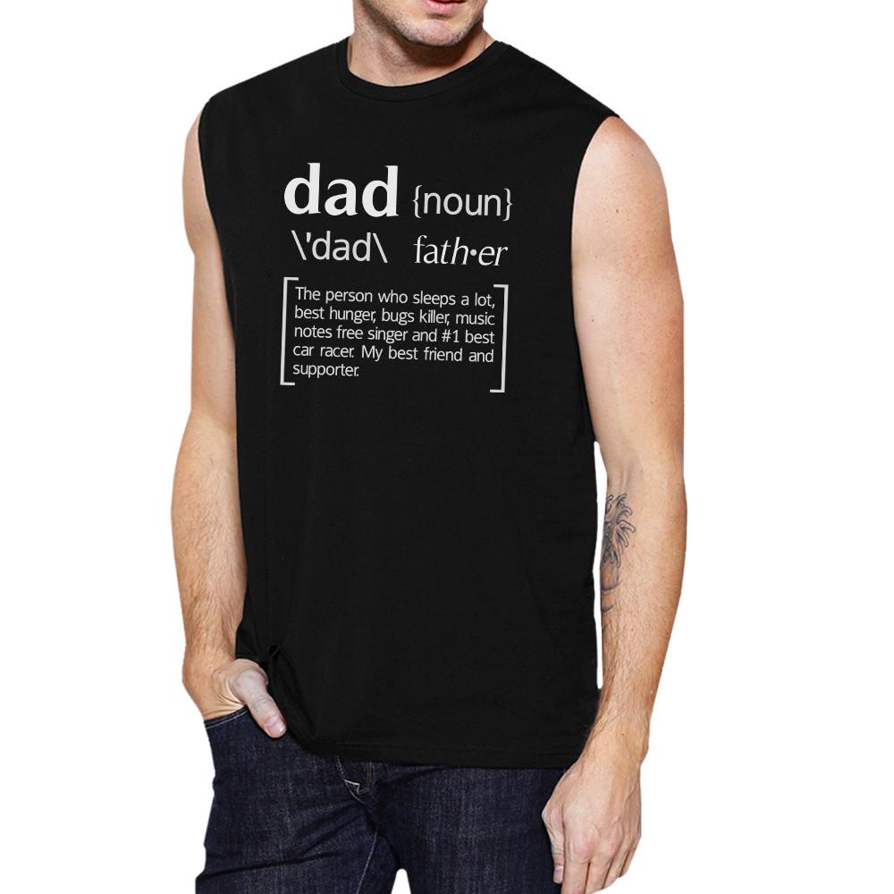 Dad Noun Men's Black Muscle Tank Top, featuring a stylish design and made from 100% ring spun cotton for comfort.