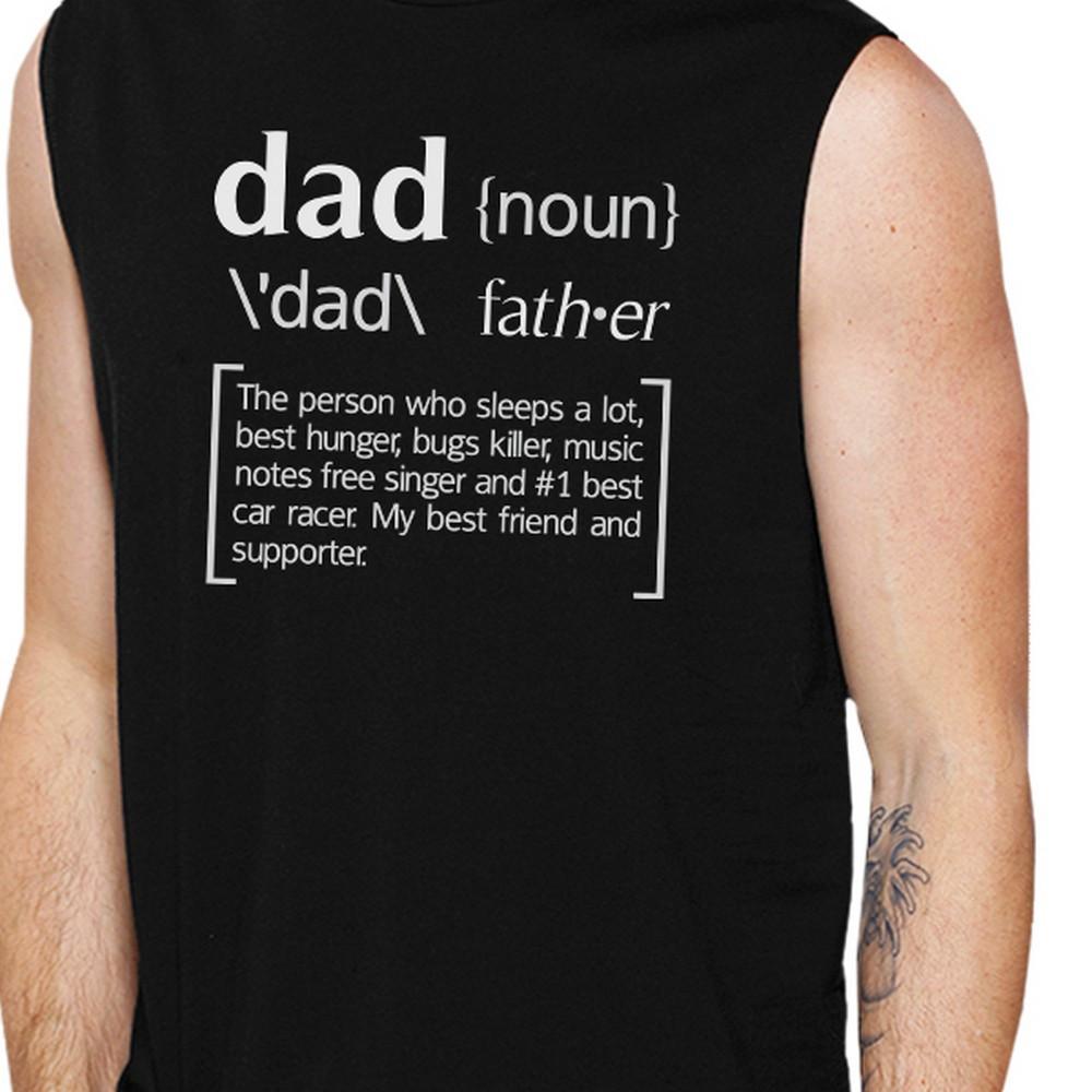 Dad Noun Men's Black Muscle Tank Top, featuring a stylish design and made from 100% ring spun cotton for comfort.