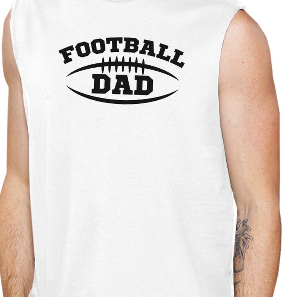 Football Dad Men's White Sleeveless Muscle Tank featuring a unique graphic design, made from 100% ring spun cotton for comfort.