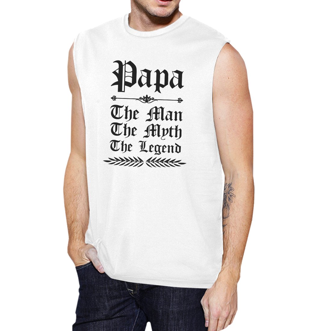 Vintage Gothic Papa Mens Popular Workout Gym tank top in breathable cotton, featuring unique graphic design, perfect for Father's Day gifts.