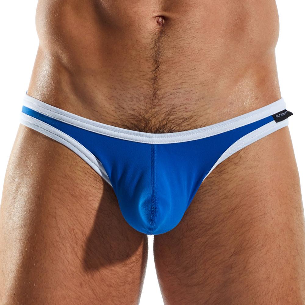 Cocksox CX01BD Brief in ink blue with stylish contrast binding, made from Supplex fabric for comfort and support.