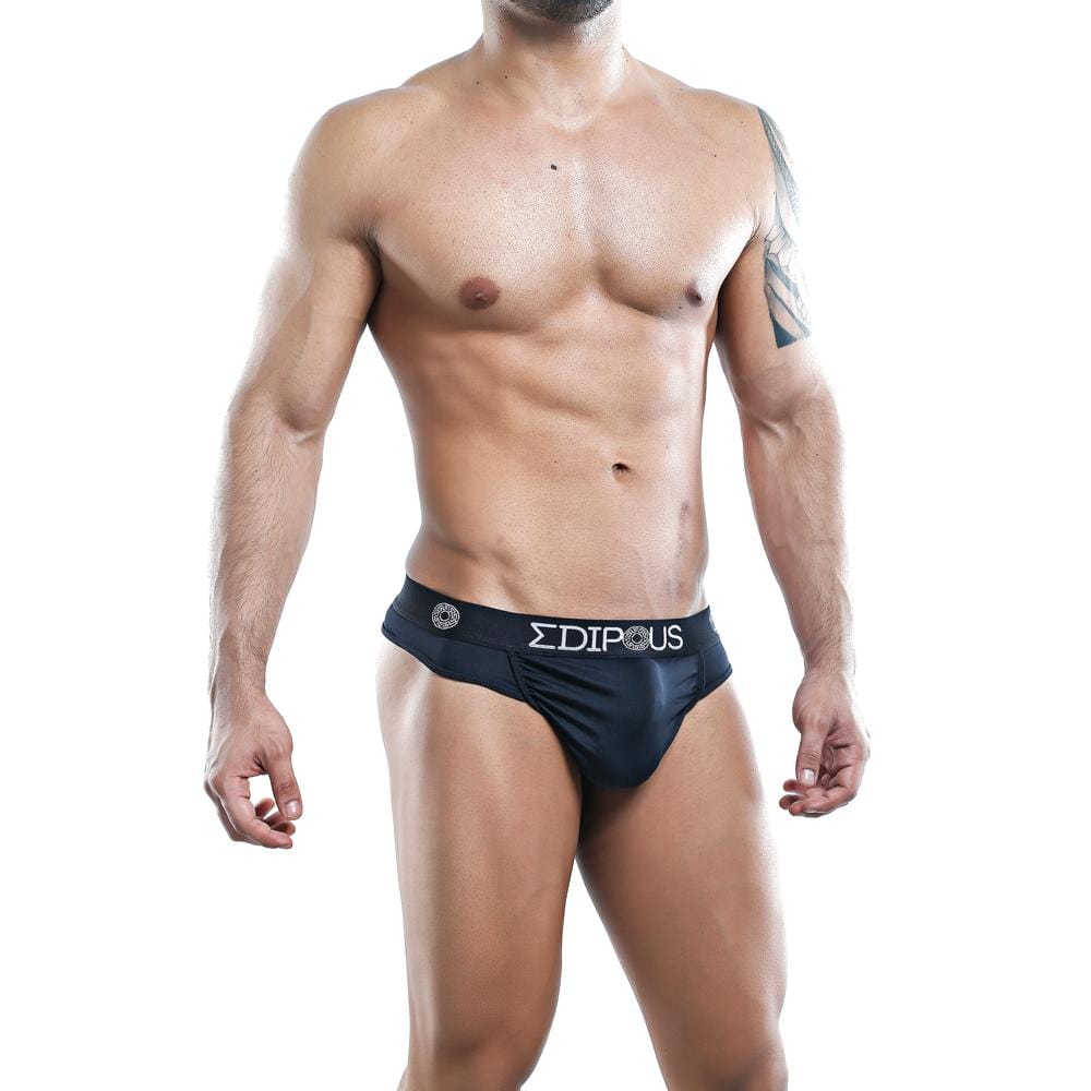 Edipous EDK006 Thong in black, showcasing its sleek design and comfortable fabric, perfect for men's underwear.