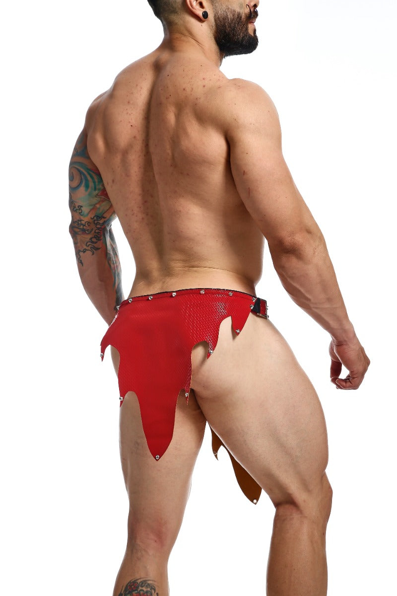 FIRE SKIRT by DNGEON, a stunning faux leather skirt showcasing exquisite craftsmanship and bold design, perfect for daring fashion statements.