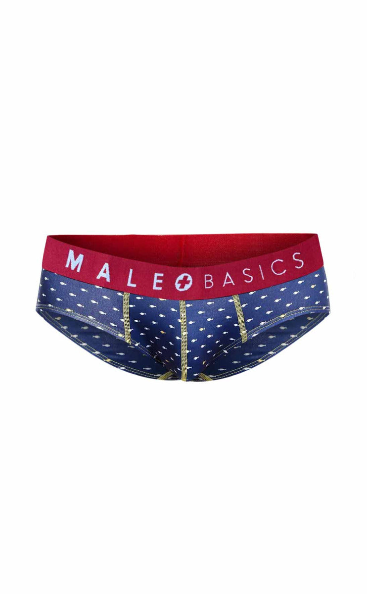 MaleBasics 3-Pack Brief Prints Marine featuring unique designs, soft viscose fabric, and ethical craftsmanship by Colombian artisans.