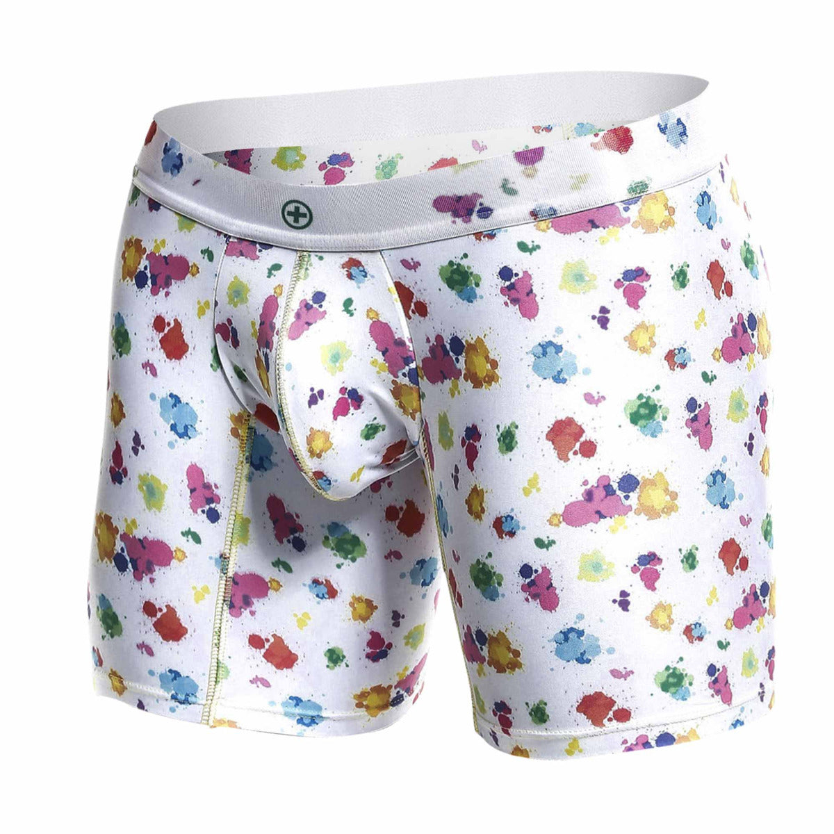 Malebasics Boxer Briefs showcasing vibrant patterns and a comfortable fit, made from a luxurious microfiber and lycra blend.