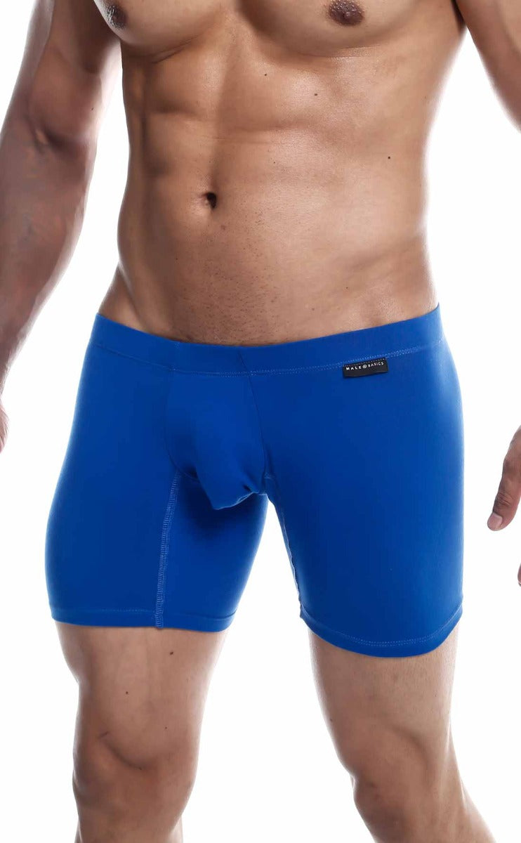 MaleBasics Silver + Boxer Brief in black, gray, and royal colors, showcasing the soft fabric and comfortable waistband.