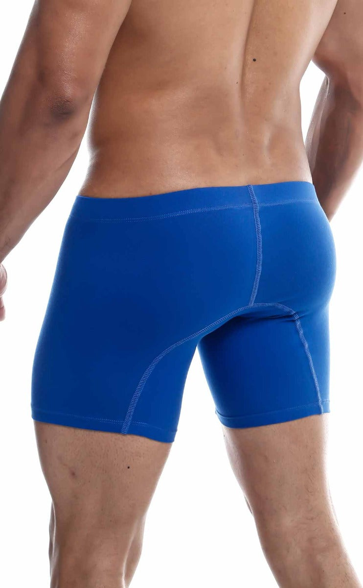 MaleBasics Silver + Boxer Brief in black, gray, and royal colors, showcasing the soft fabric and comfortable waistband.