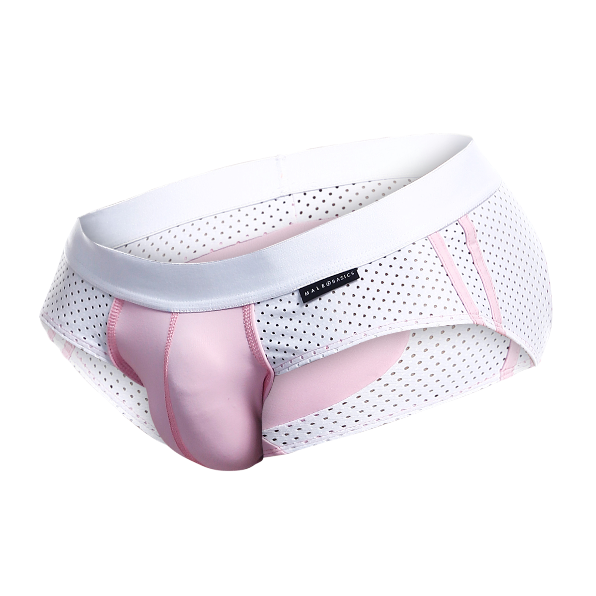 MaleBasics Spot Brief in Red featuring a low-rise cut, cotton front, and mesh detailing for a stylish and comfortable fit.