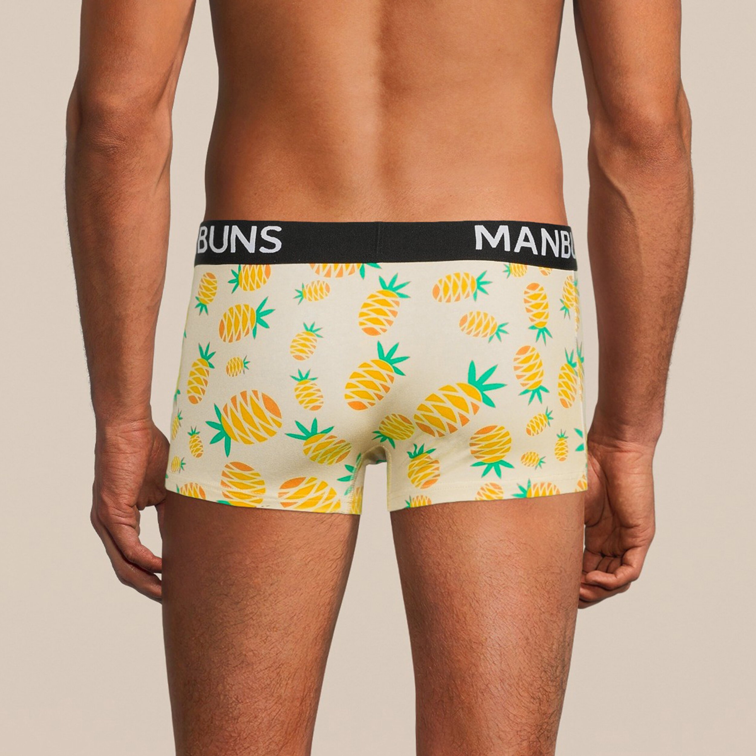 Men's Pineapple Boxer Trunk Underwear featuring a vibrant pineapple print, made from a soft cotton blend for comfort and style.
