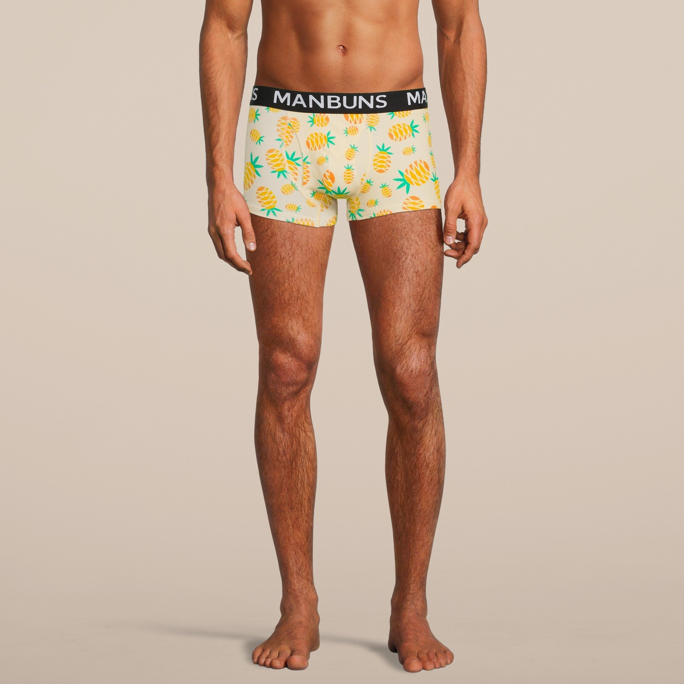 Men's Pineapple Boxer Trunk Underwear featuring a vibrant pineapple print, made from a soft cotton blend for comfort and style.