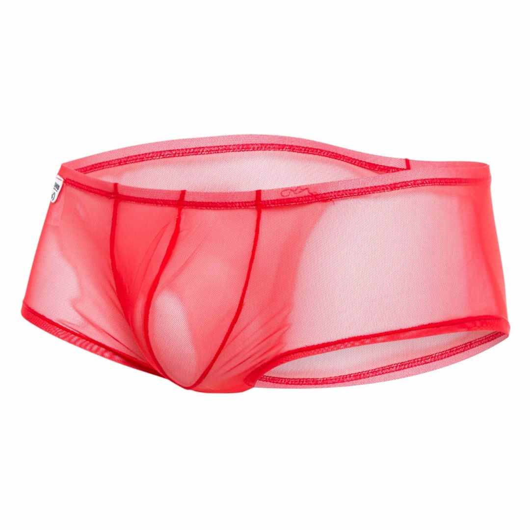 MOB Men's Sexy Sheer Hip Brief showcasing sheer mesh design, low rise cut, and contour pouch for support.