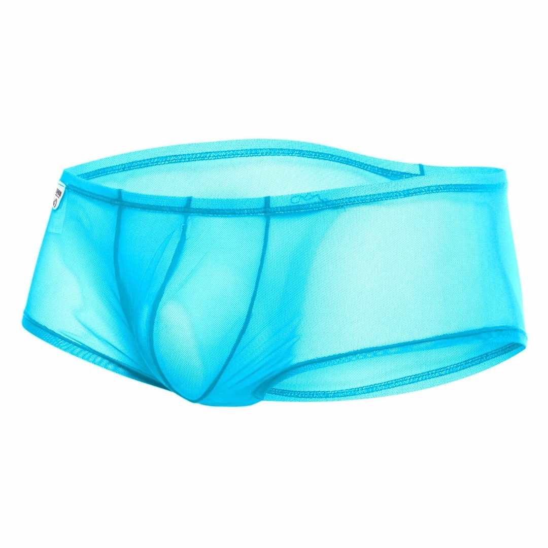 MOB Men's Sexy Sheer Hip Brief showcasing sheer mesh design, low rise cut, and contour pouch for support.