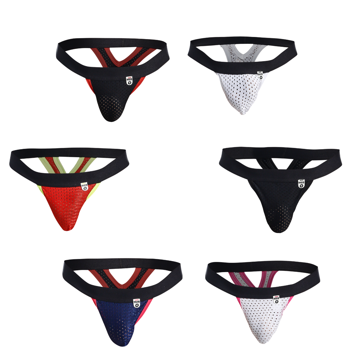 MOB Mesh Y Thong in vibrant colors, showcasing premium Yael fabric blend with a modern design.